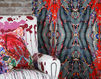 Portiere fabric EX LIBRIS VELVET - BRICK RED ON CHARCOAL Timorous beasties Rorschach DIGI/EXLIB/40008/02 Loft / Fusion / Vintage / Retro