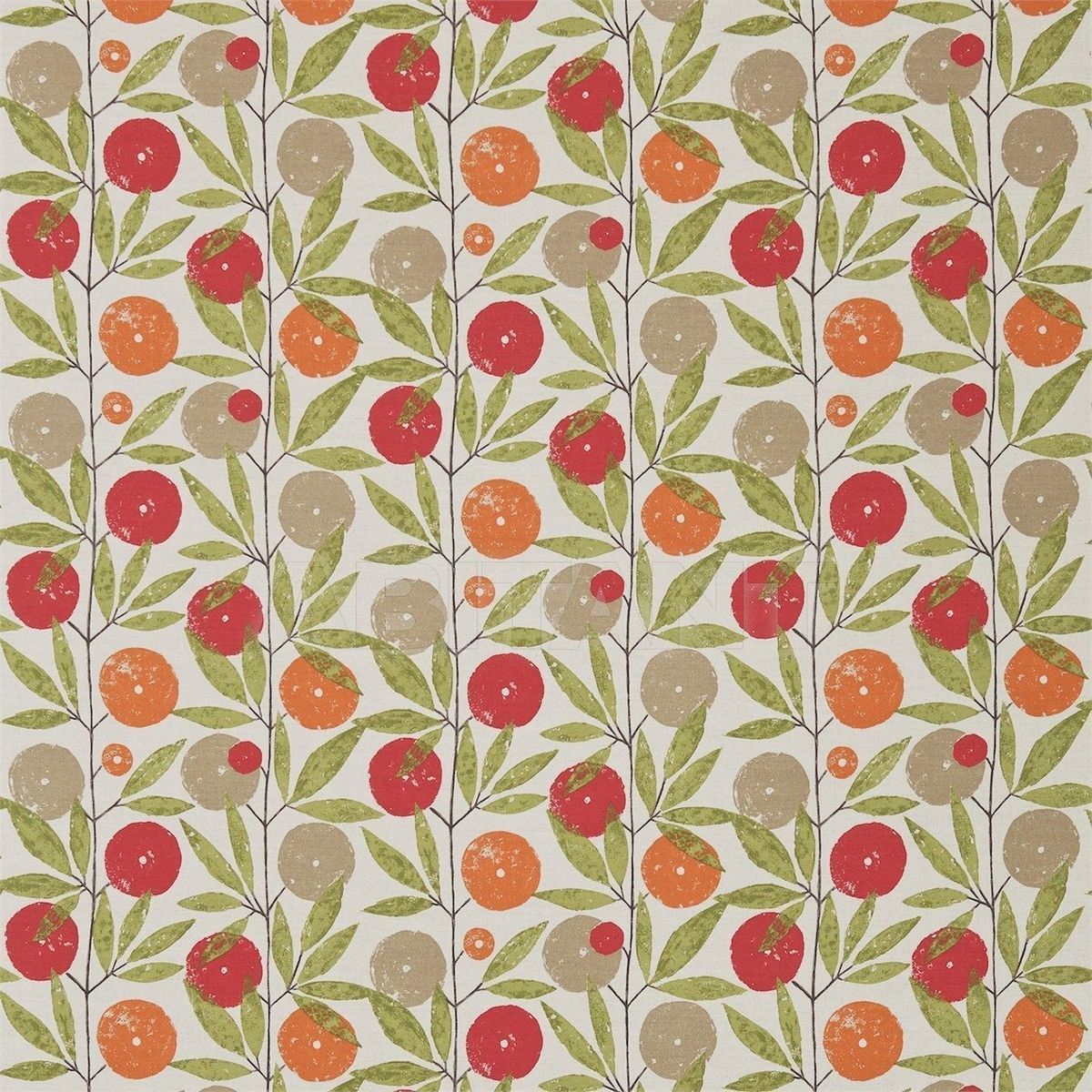 Buy Portiere fabric Blomma Tangerine/Chilli/Citrus  Style Library LEVANDE FABRICS NFIK120358